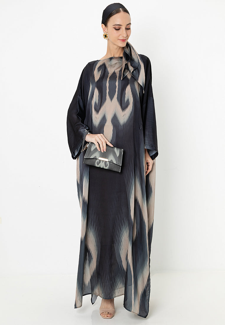 TASLA KAFTAN WITH BELT - Black