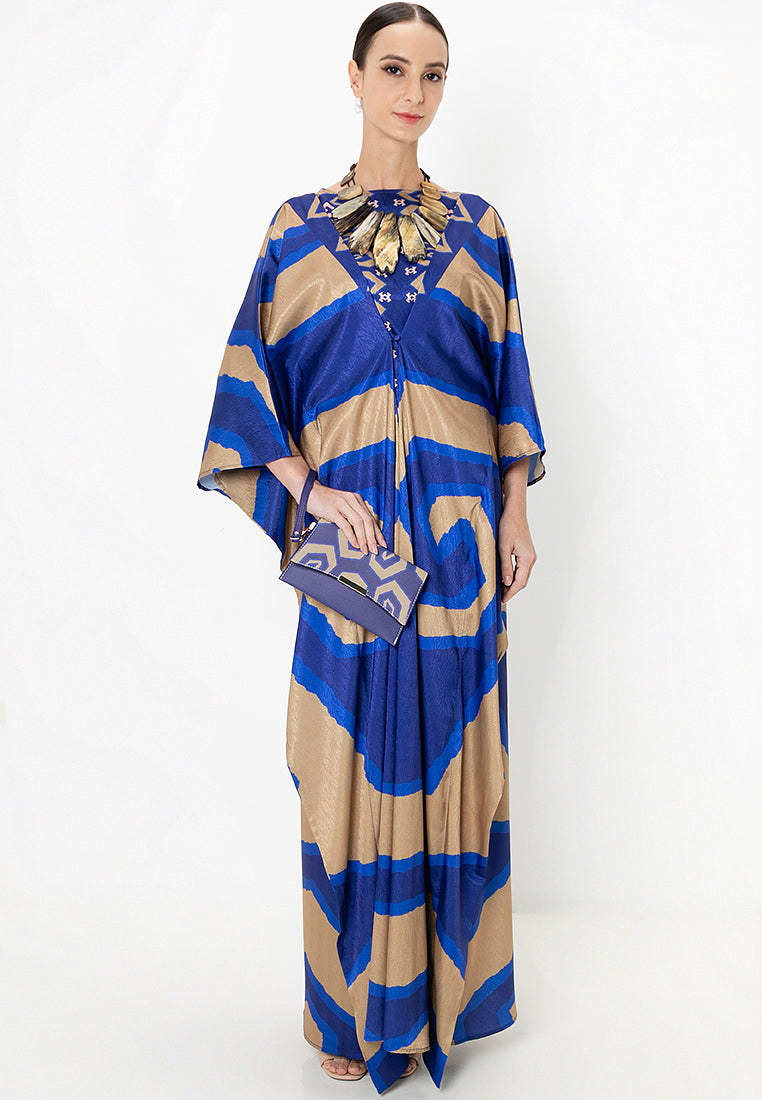 MELA FRONT BUTTON KAFTAN - Navy