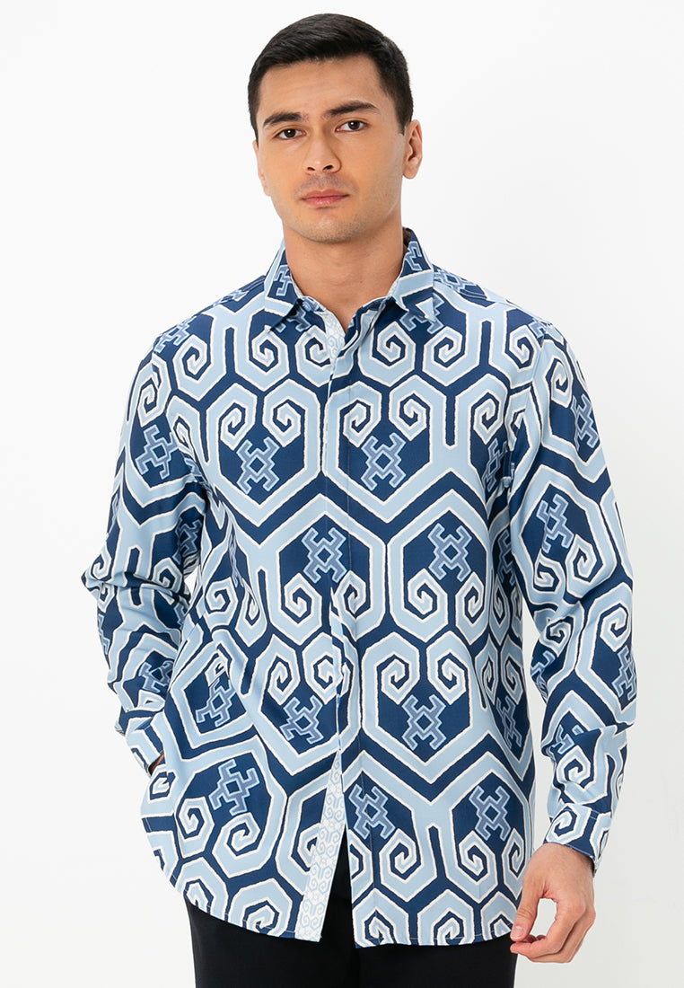 MELA LONG SLEEVES SHIRT - Blue/Light Blue