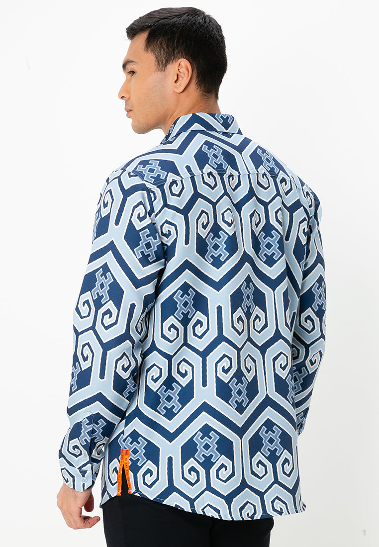 MELA LONG SLEEVES SHIRT - Blue/Light Blue