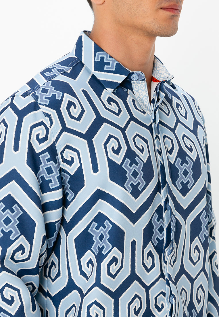 MELA LONG SLEEVES SHIRT - Blue/Light Blue