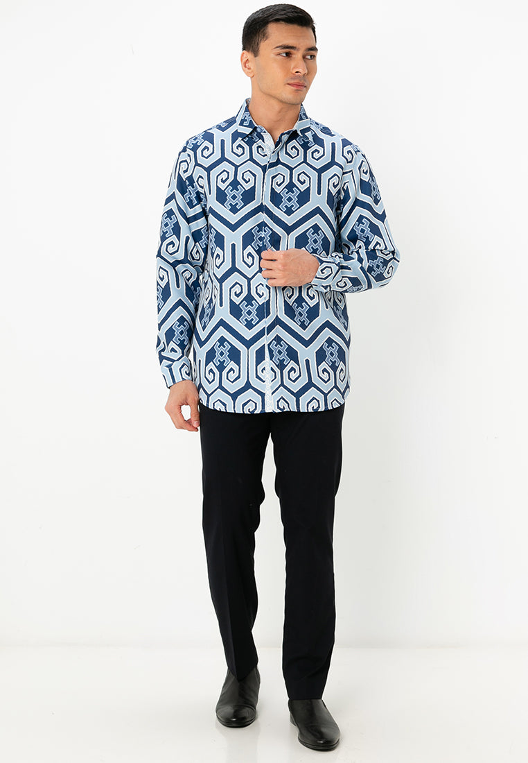 MELA LONG SLEEVES SHIRT - Blue/Light Blue