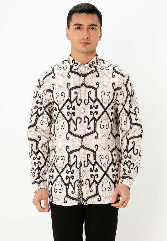 NITA LONG SLEEVES SHIRT - Black/Beige