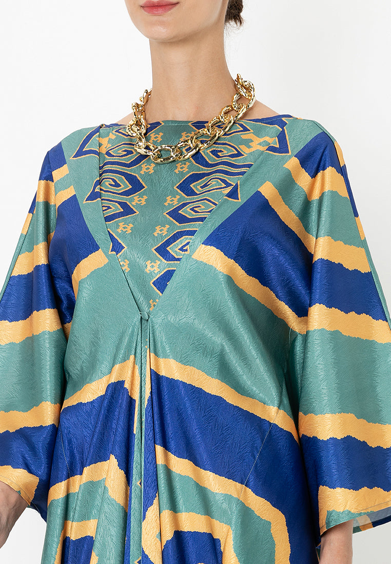 MELA FRONT BUTTON KAFTAN - Green