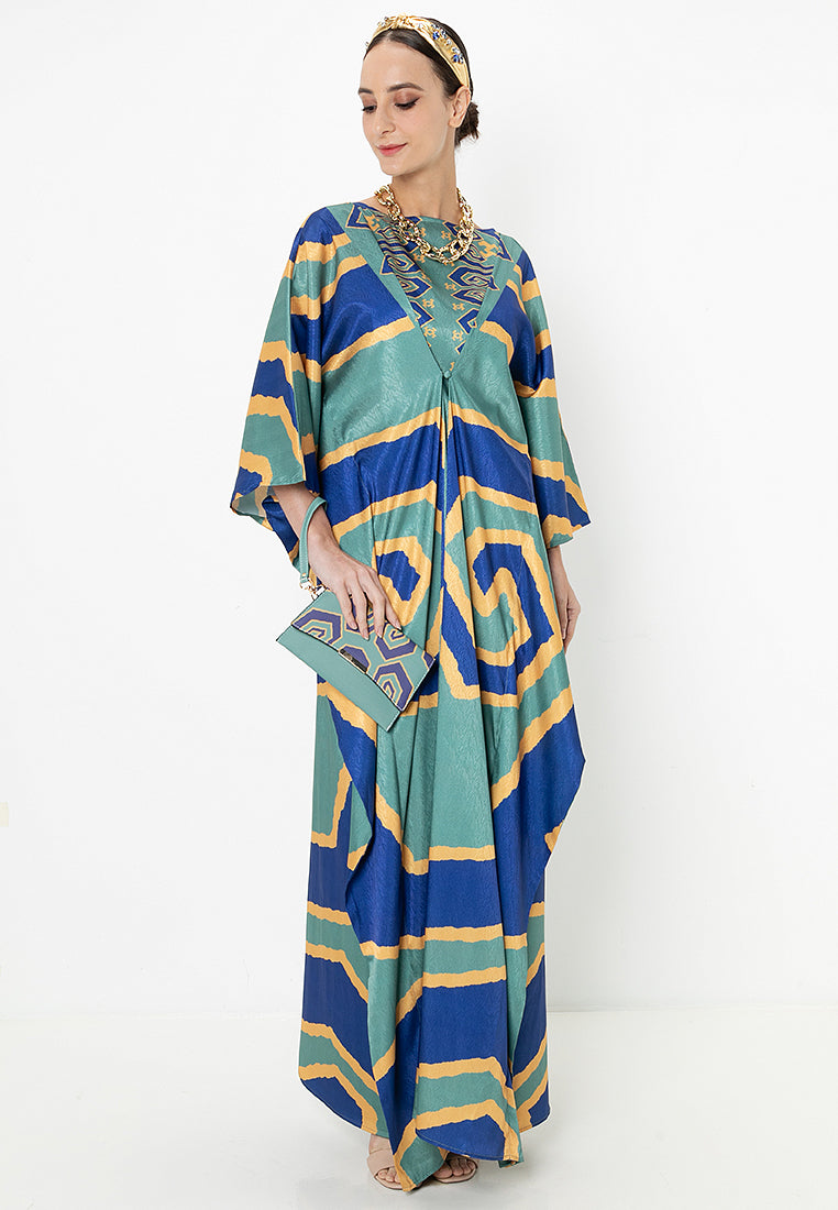 MELA FRONT BUTTON KAFTAN - Green