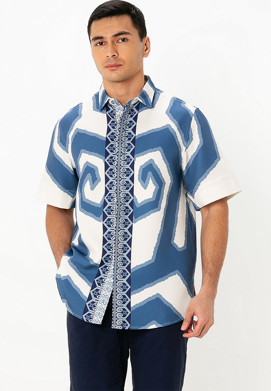 MELA SHORT SLEEVES SHIRT - Blue/White