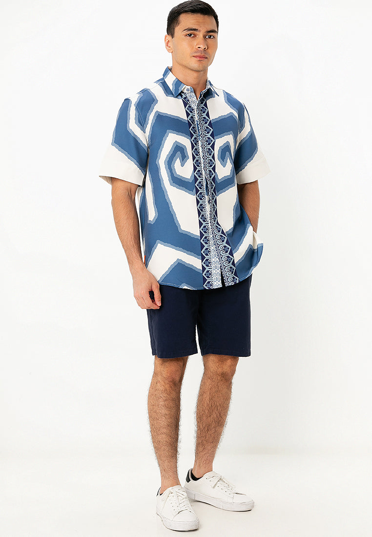 MELA SHORT SLEEVES SHIRT - Blue/White