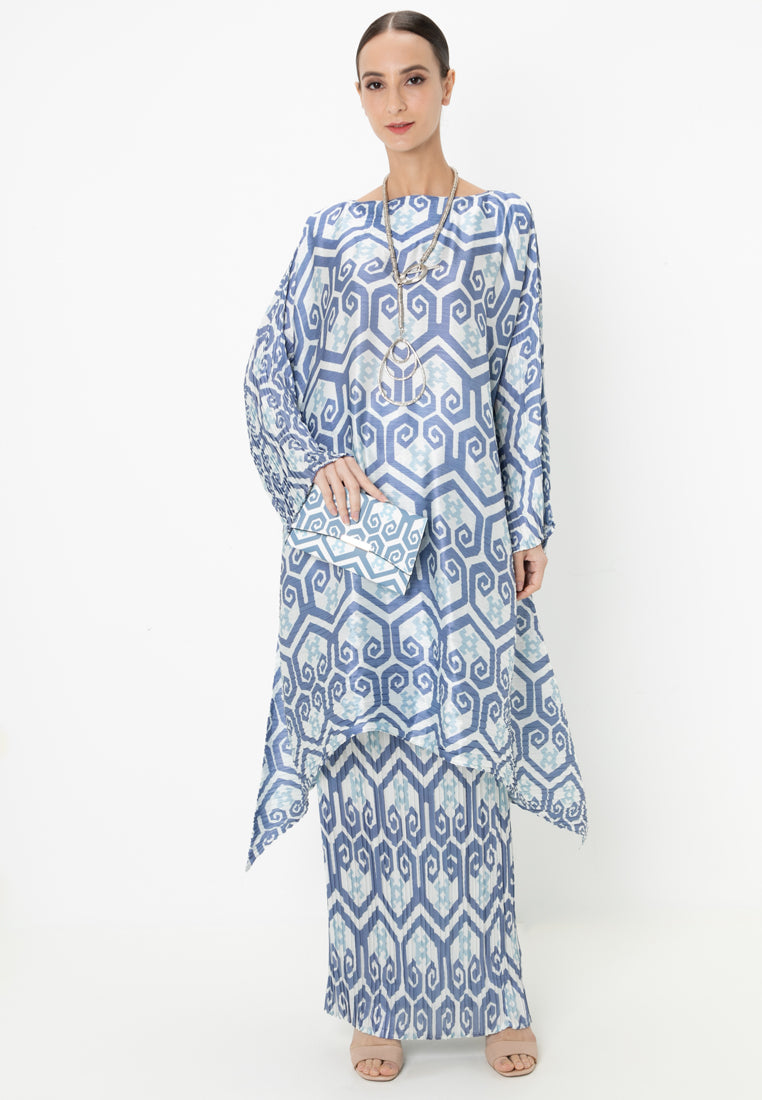 MELA PLEATED KURUNG  SET - Navy