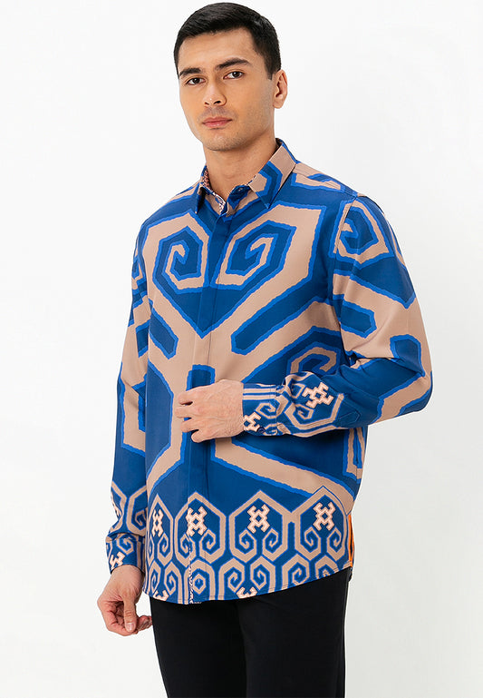 MELA LONG SLEEVES SHIRT - Navy/Gold