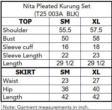 NITA PLEATED KURUNG  SET - Black