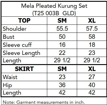 MELA PLEATED KURUNG  SET - Gold